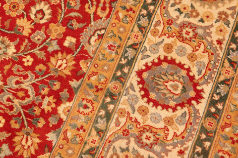 handmade Transitional Lahore Red Beige Hand Knotted RECTANGLE 100% WOOL area rug 6x9