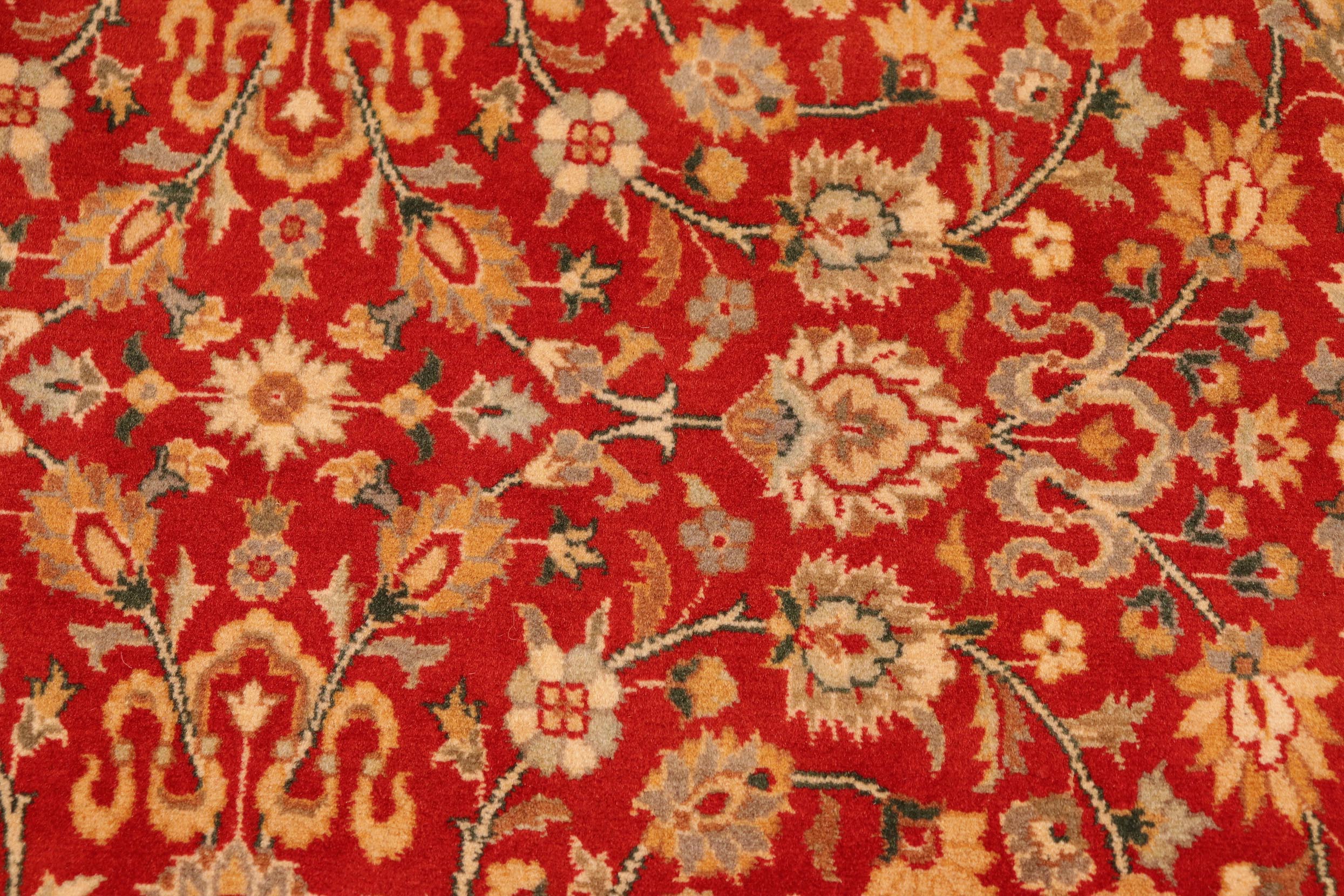 handmade Transitional Lahore Red Beige Hand Knotted RECTANGLE 100% WOOL area rug 6x9