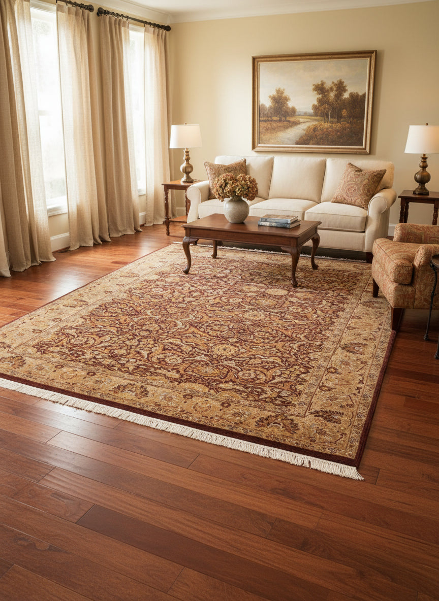 handmade Transitional Regular Brown Taupe Hand Knotted RECTANGLE 100% WOOL area rug 6x9