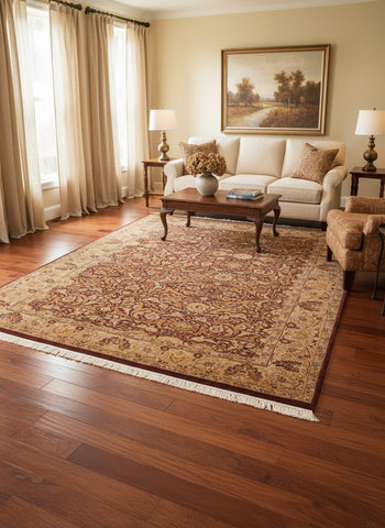 handmade Transitional Regular Brown Taupe Hand Knotted RECTANGLE 100% WOOL area rug 6x9
