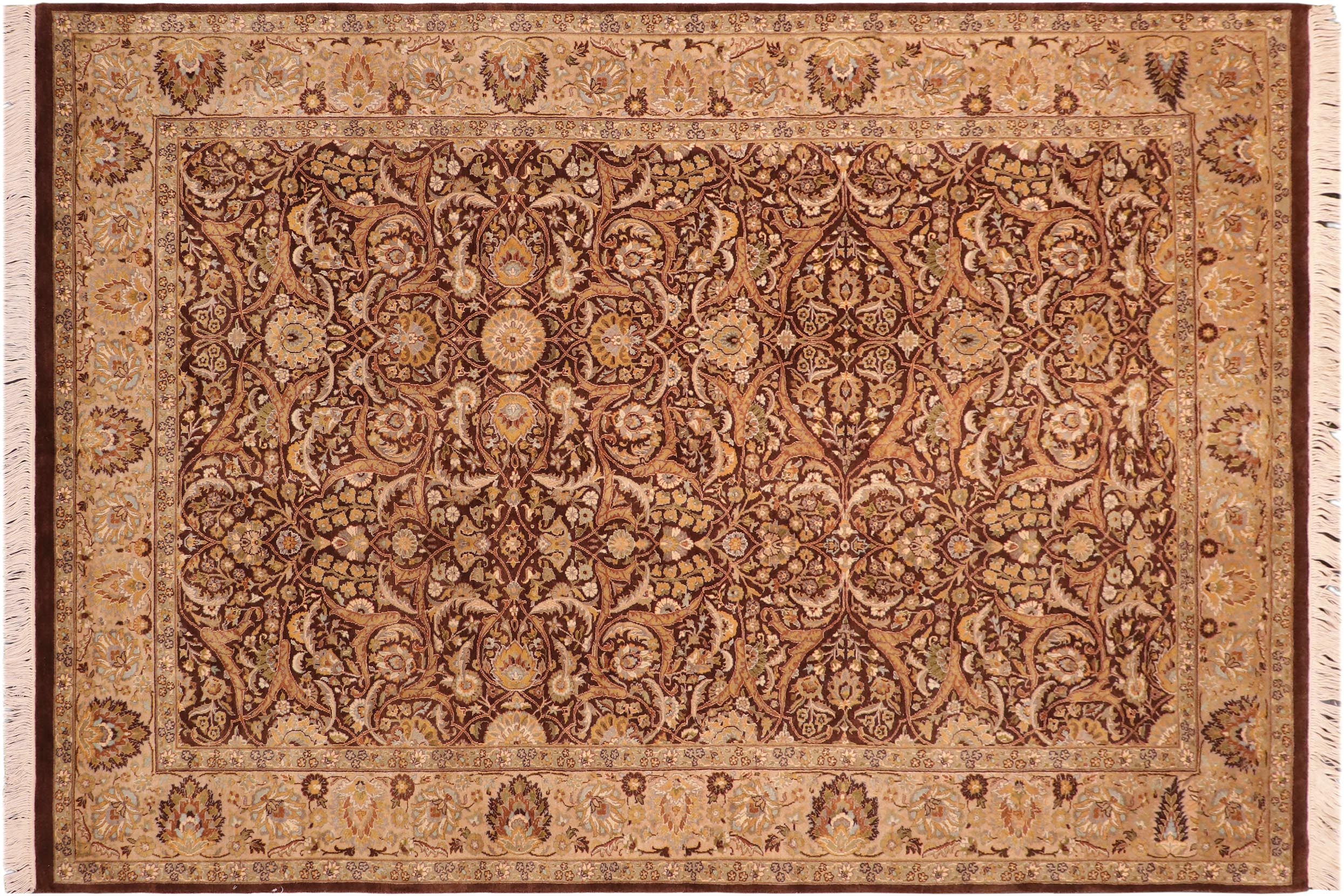 handmade Transitional Regular Brown Taupe Hand Knotted RECTANGLE 100% WOOL area rug 6x9
