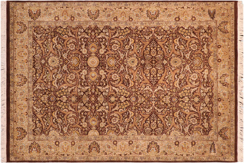 handmade Transitional Regular Brown Taupe Hand Knotted RECTANGLE 100% WOOL area rug 6x9