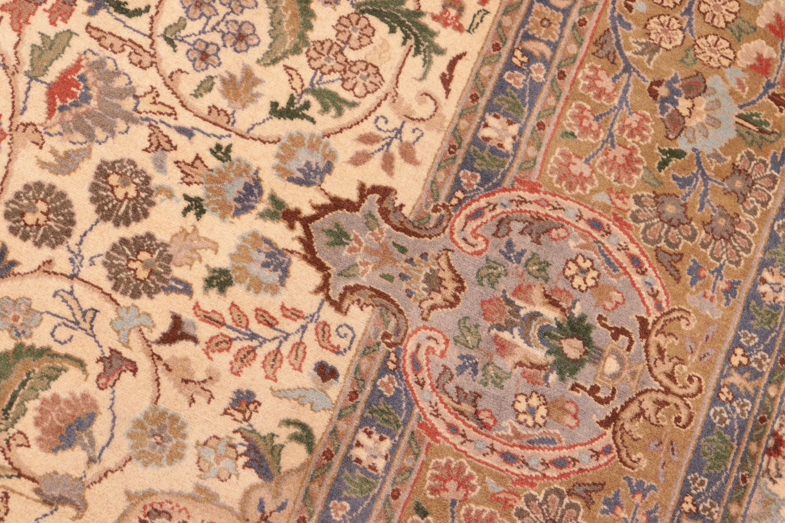 handmade Traditional Ghulasha If Beige Green Hand Knotted RECTANGLE 100% WOOL area rug 6x9