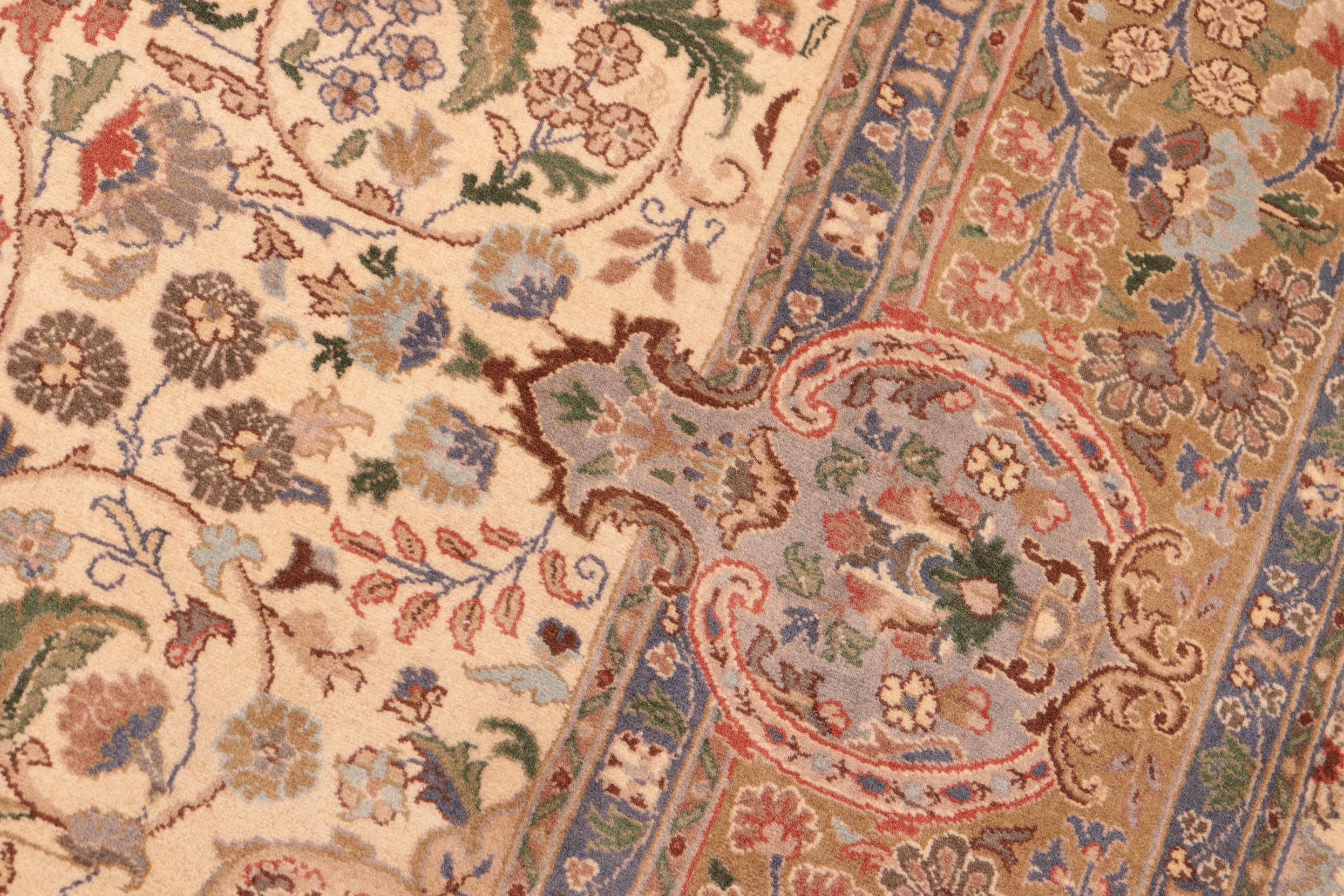 handmade Traditional Ghulasha If Beige Green Hand Knotted RECTANGLE 100% WOOL area rug 6x9