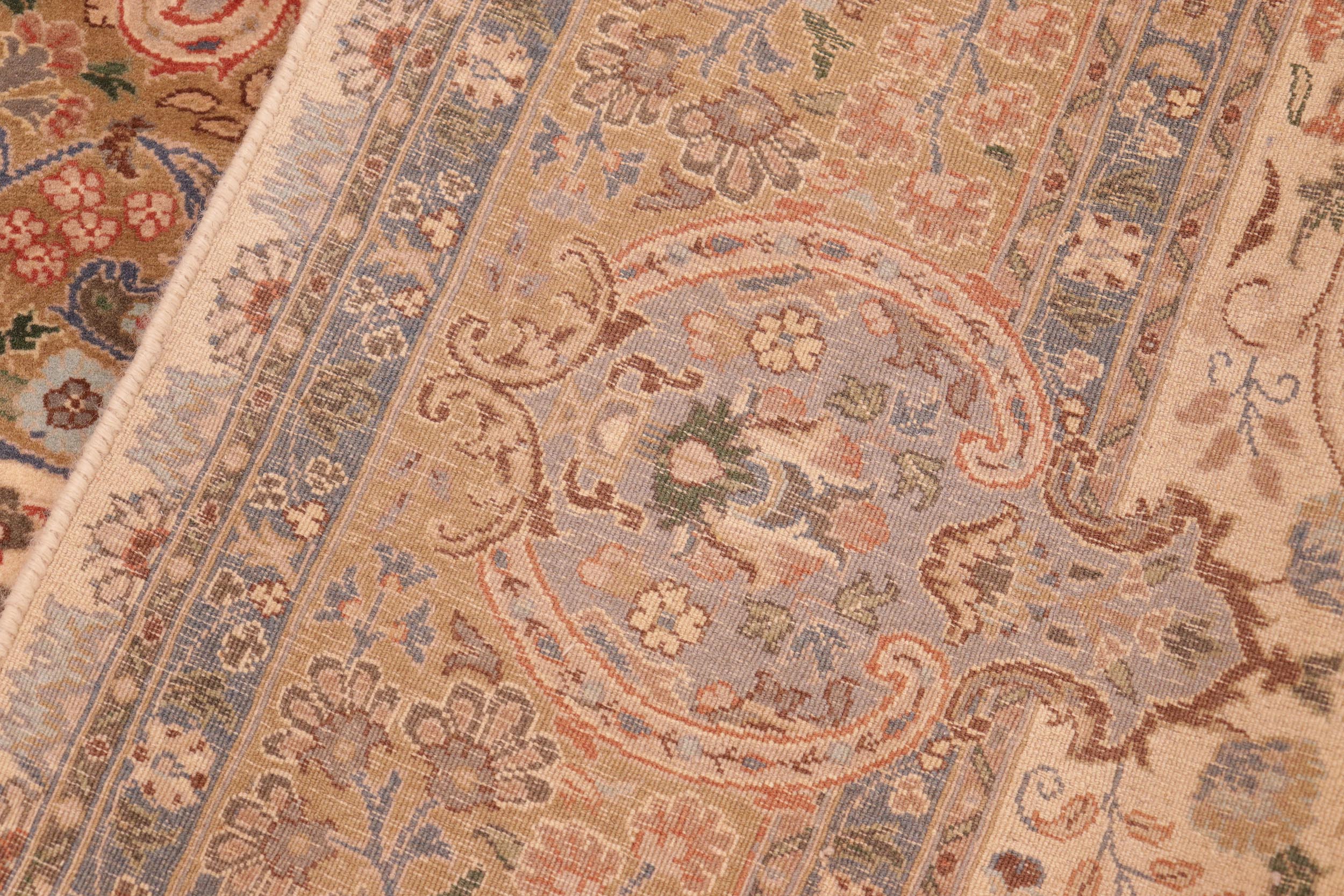 handmade Traditional Ghulasha If Beige Green Hand Knotted RECTANGLE 100% WOOL area rug 6x9