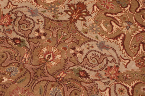 handmade Traditional Farhad Taupe Green Hand Knotted RECTANGLE 100% WOOL area rug 6x9