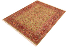 handmade Transitional Lahore Green Burgundy Hand Knotted RECTANGLE 100% WOOL area rug 6x9