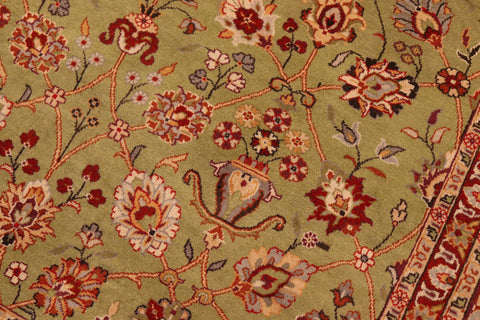 handmade Transitional Lahore Green Burgundy Hand Knotted RECTANGLE 100% WOOL area rug 6x9