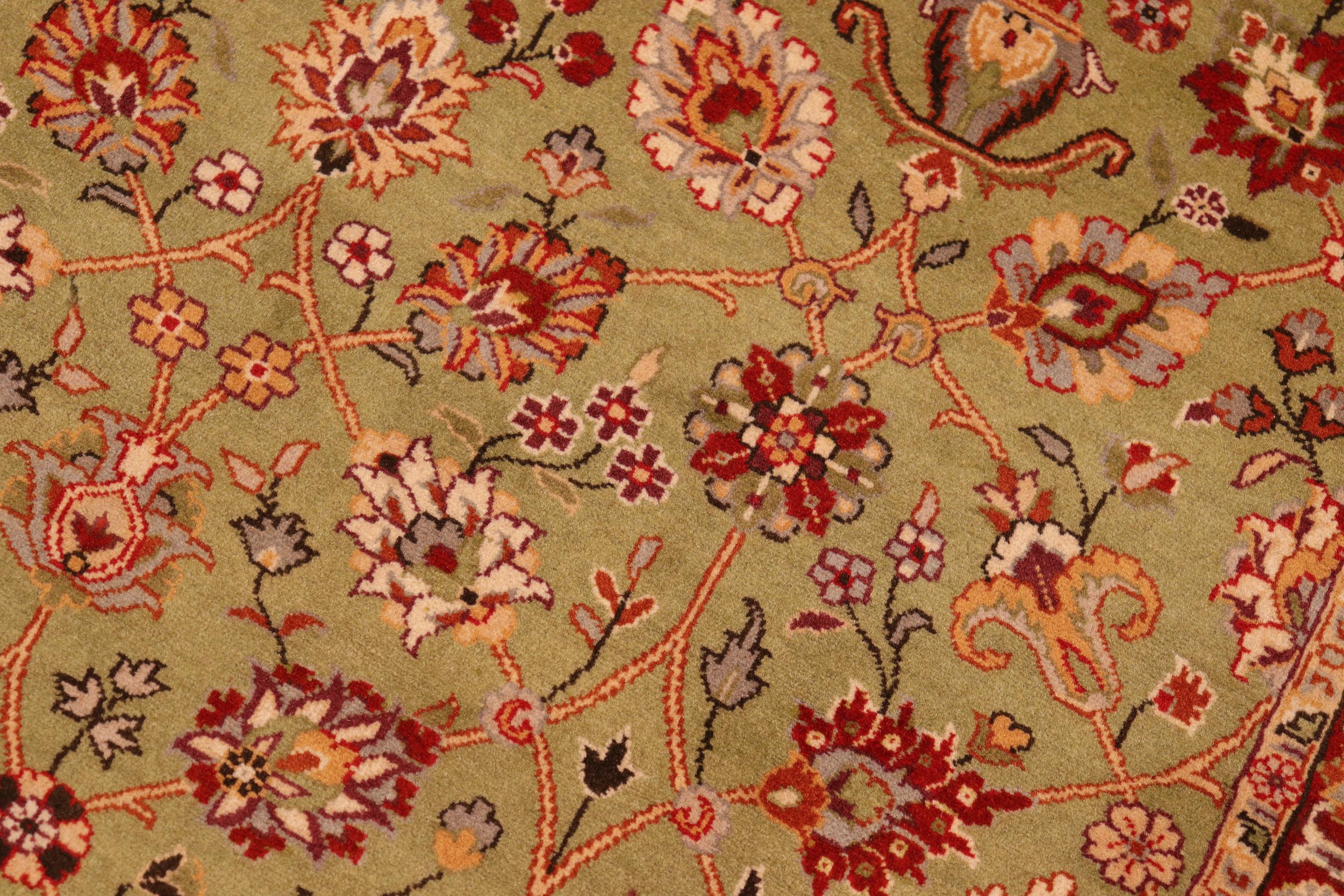 handmade Transitional Lahore Green Burgundy Hand Knotted RECTANGLE 100% WOOL area rug 6x9