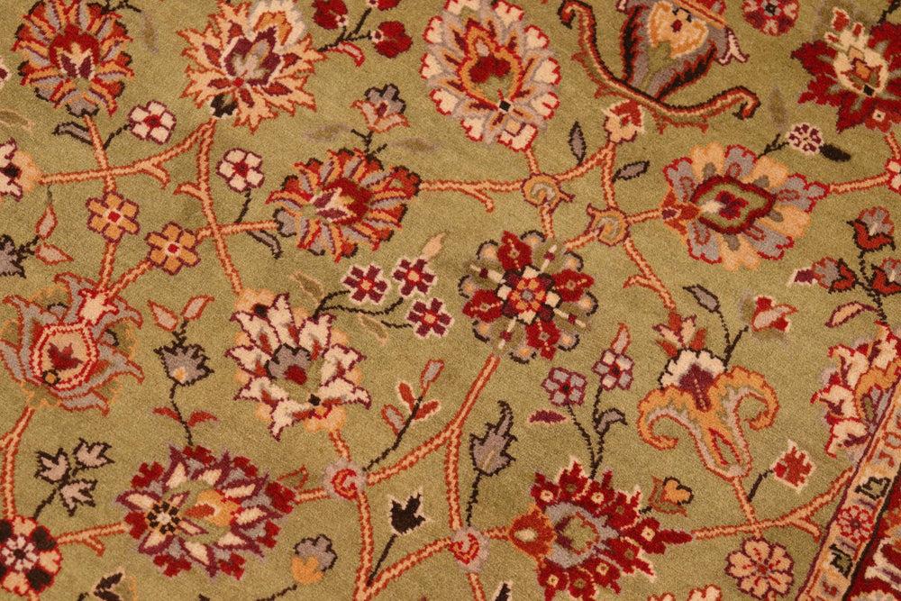 handmade Transitional Lahore Green Burgundy Hand Knotted RECTANGLE 100% WOOL area rug 6x9