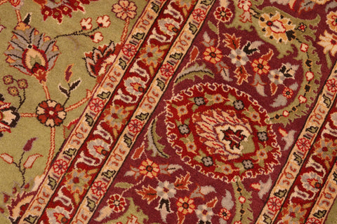 handmade Transitional Lahore Green Burgundy Hand Knotted RECTANGLE 100% WOOL area rug 6x9