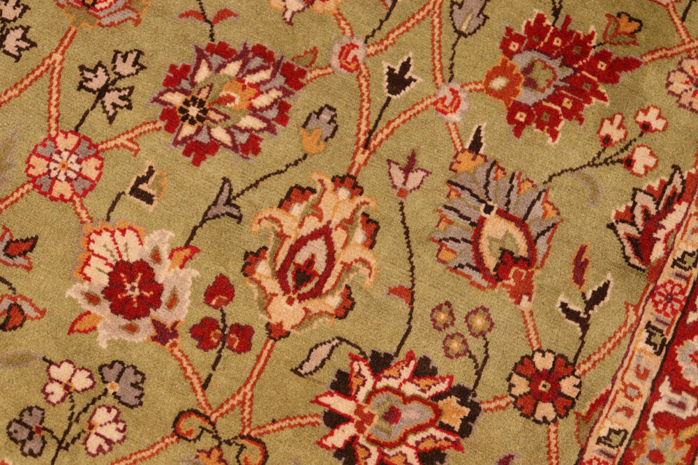 handmade Transitional Lahore Green Burgundy Hand Knotted RECTANGLE 100% WOOL area rug 6x9