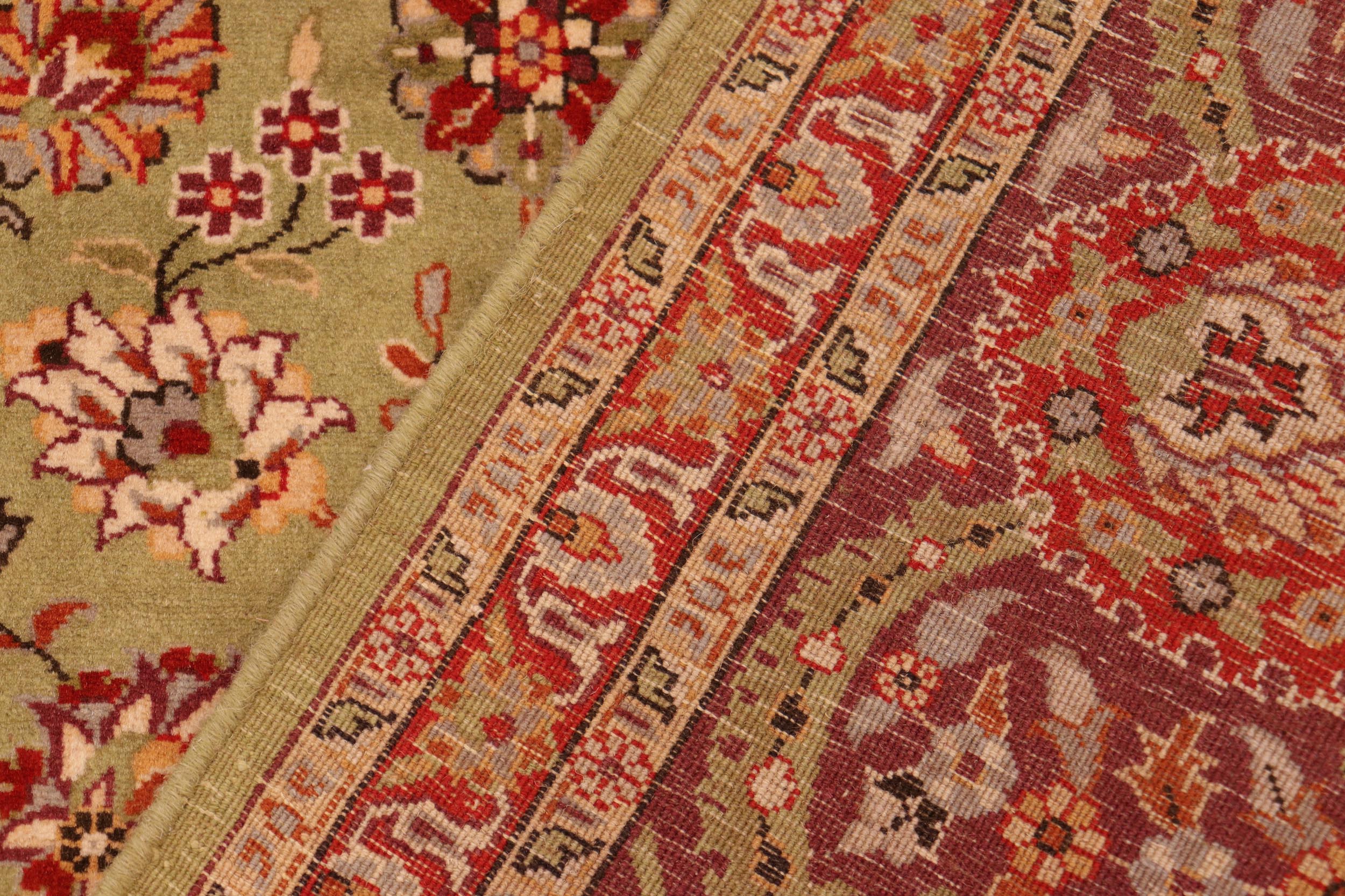 handmade Transitional Lahore Green Burgundy Hand Knotted RECTANGLE 100% WOOL area rug 6x9