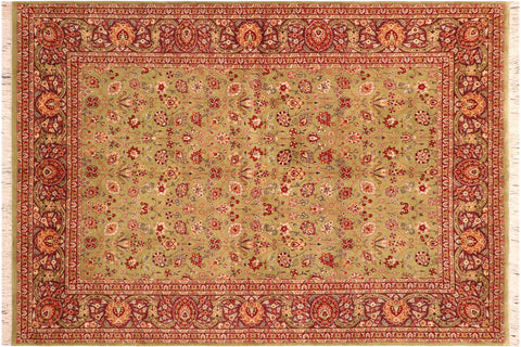 handmade Transitional Lahore Green Burgundy Hand Knotted RECTANGLE 100% WOOL area rug 6x9