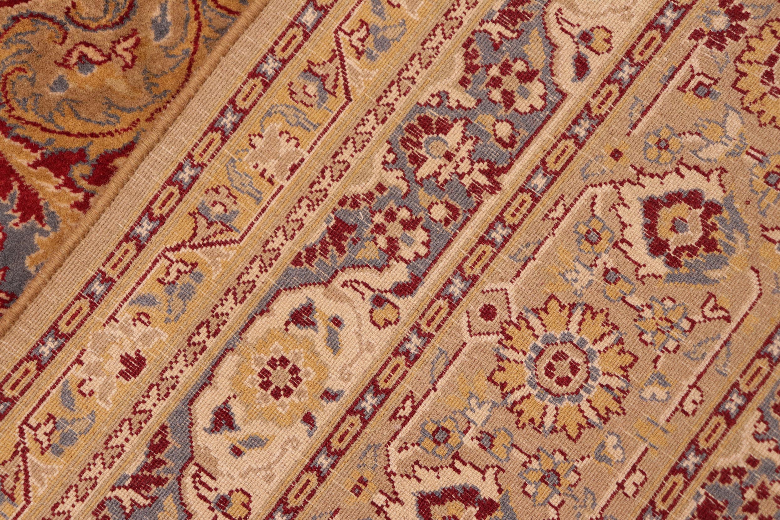 handmade Traditional Regular Brown Gold Hand Knotted RECTANGLE 100% WOOL area rug 6x9