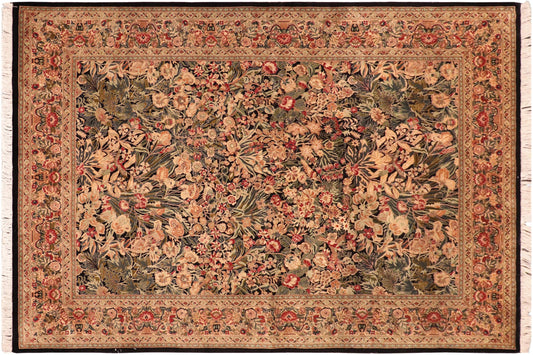 handmade Transitional Inkalab Black Beige Hand Knotted RECTANGLE 100% WOOL area rug 6x9