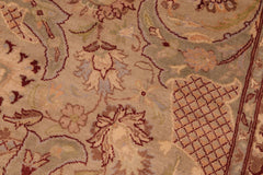 handmade Traditional Agra Taupe Green Hand Knotted RECTANGLE 100% WOOL area rug 6x9