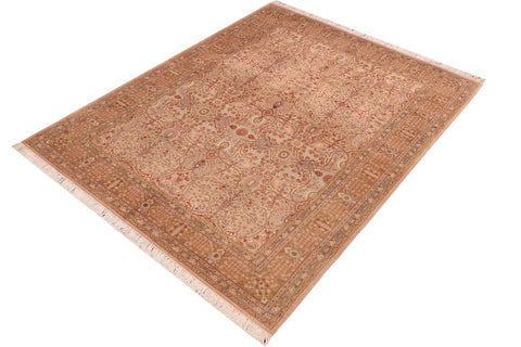 handmade Transitional Tabriz Taupe Brown Hand Knotted RECTANGLE 100% WOOL area rug 6x9