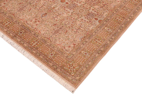 handmade Transitional Tabriz Taupe Brown Hand Knotted RECTANGLE 100% WOOL area rug 6x9