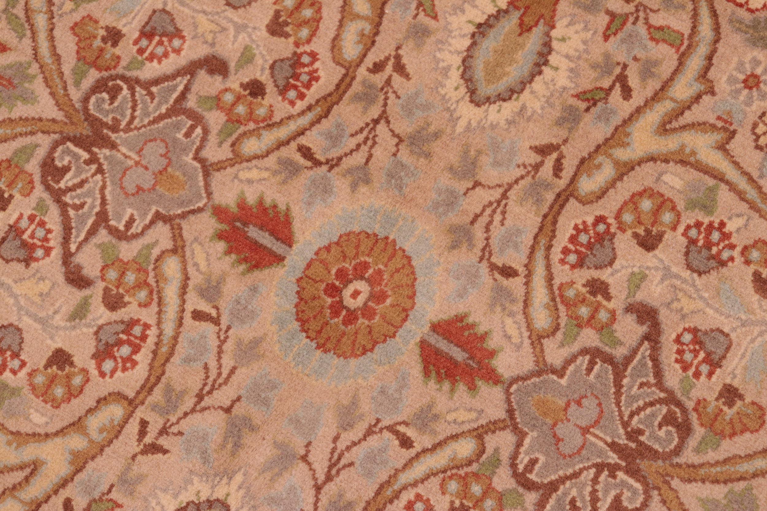 handmade Transitional Tabriz Taupe Brown Hand Knotted RECTANGLE 100% WOOL area rug 6x9