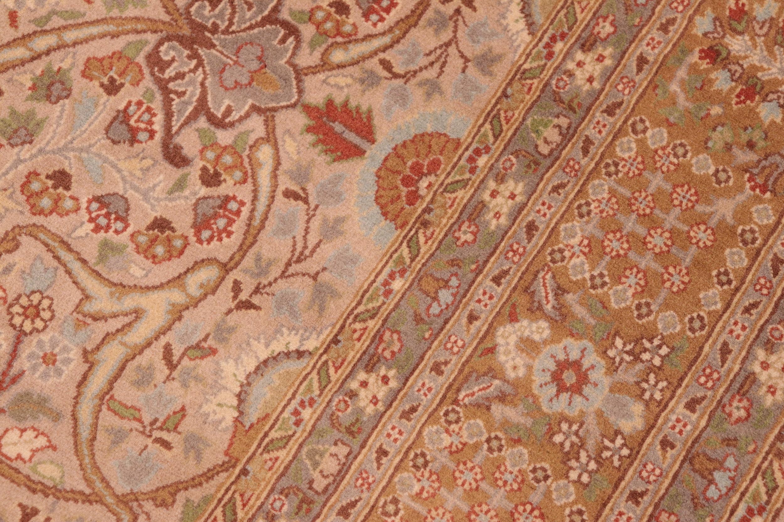 handmade Transitional Tabriz Taupe Brown Hand Knotted RECTANGLE 100% WOOL area rug 6x9