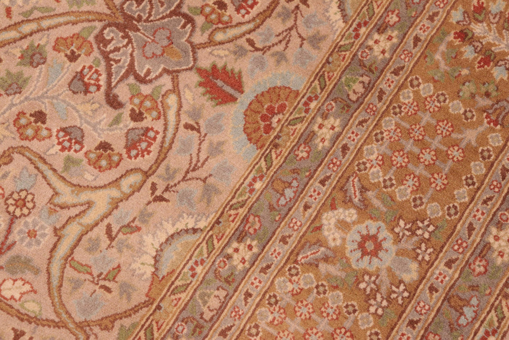 handmade Transitional Tabriz Taupe Brown Hand Knotted RECTANGLE 100% WOOL area rug 6x9