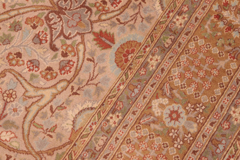 handmade Transitional Tabriz Taupe Brown Hand Knotted RECTANGLE 100% WOOL area rug 6x9