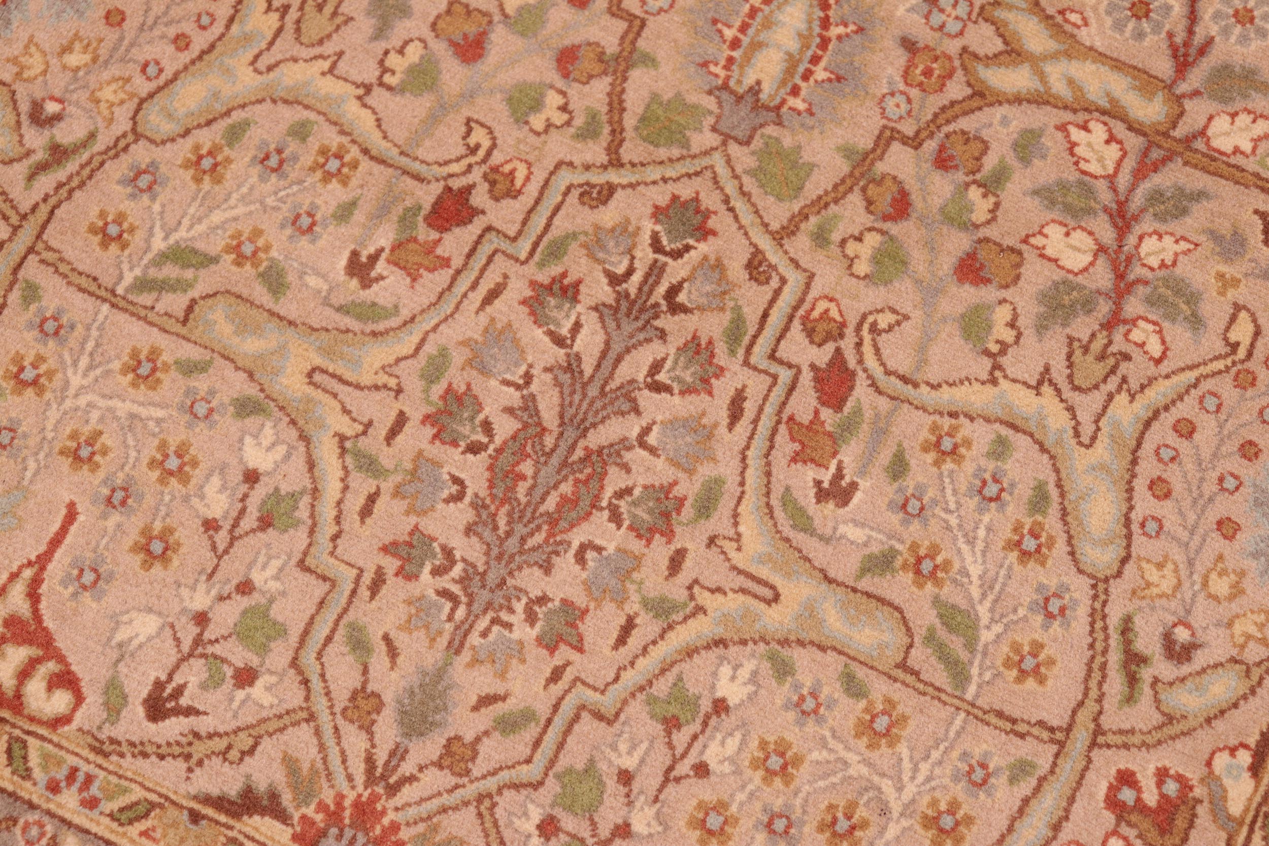 handmade Transitional Tabriz Taupe Brown Hand Knotted RECTANGLE 100% WOOL area rug 6x9