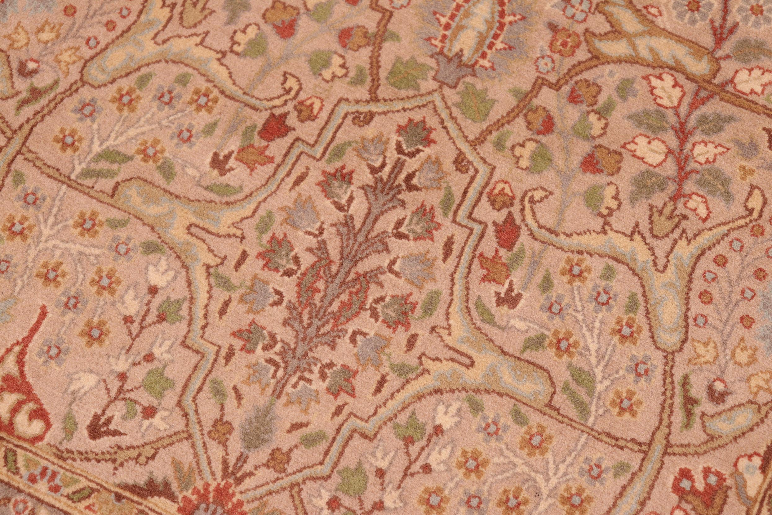 handmade Transitional Tabriz Taupe Brown Hand Knotted RECTANGLE 100% WOOL area rug 6x9