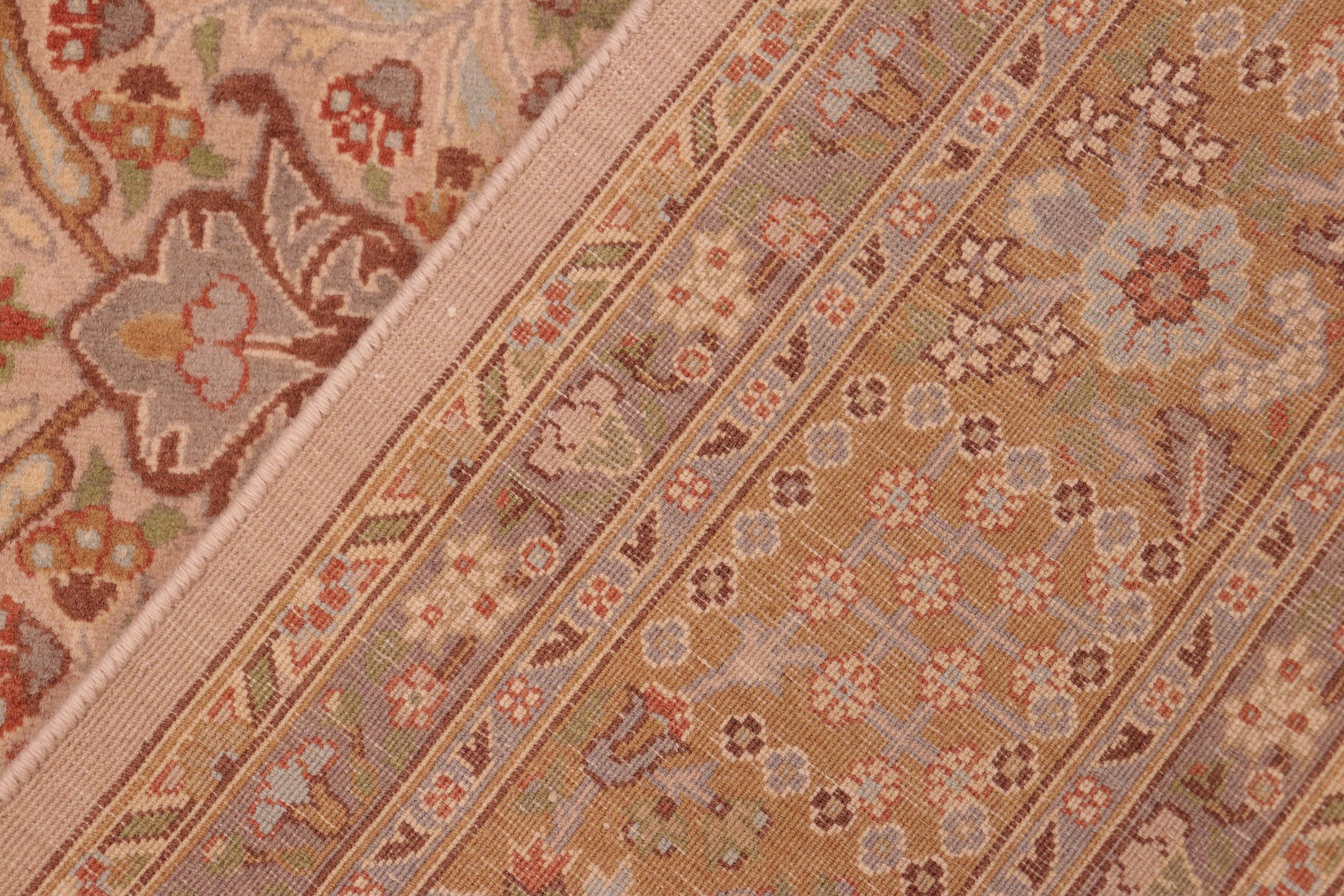 handmade Transitional Tabriz Taupe Brown Hand Knotted RECTANGLE 100% WOOL area rug 6x9