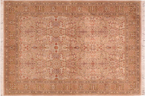 handmade Transitional Tabriz Taupe Brown Hand Knotted RECTANGLE 100% WOOL area rug 6x9