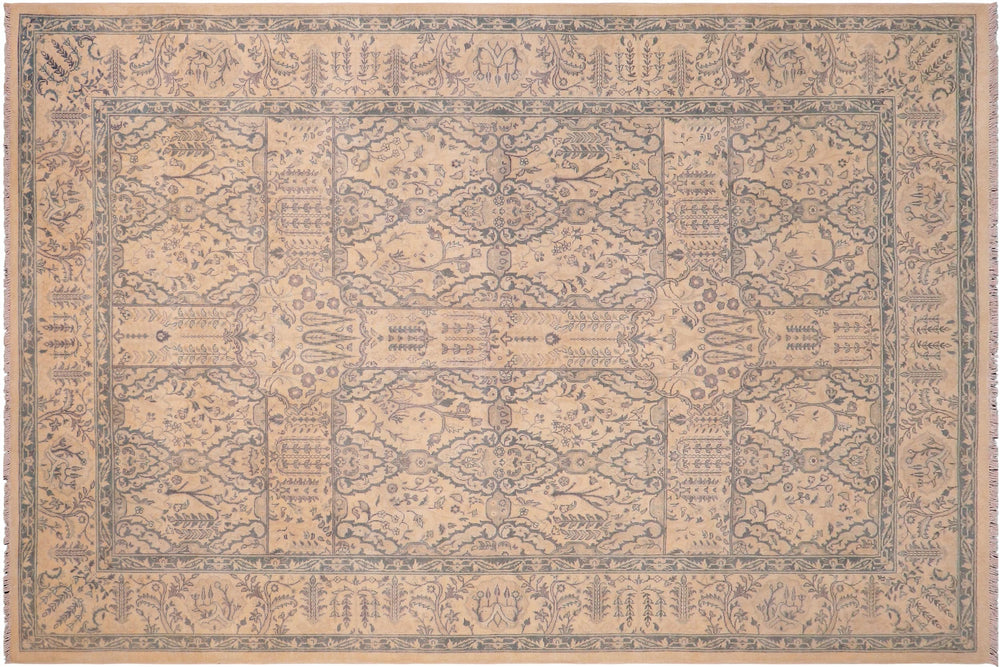 handmade Transitional Design Ivory Ivory Hand Knotted RECTANGLE 100% WOOL area rug 6' x 9'