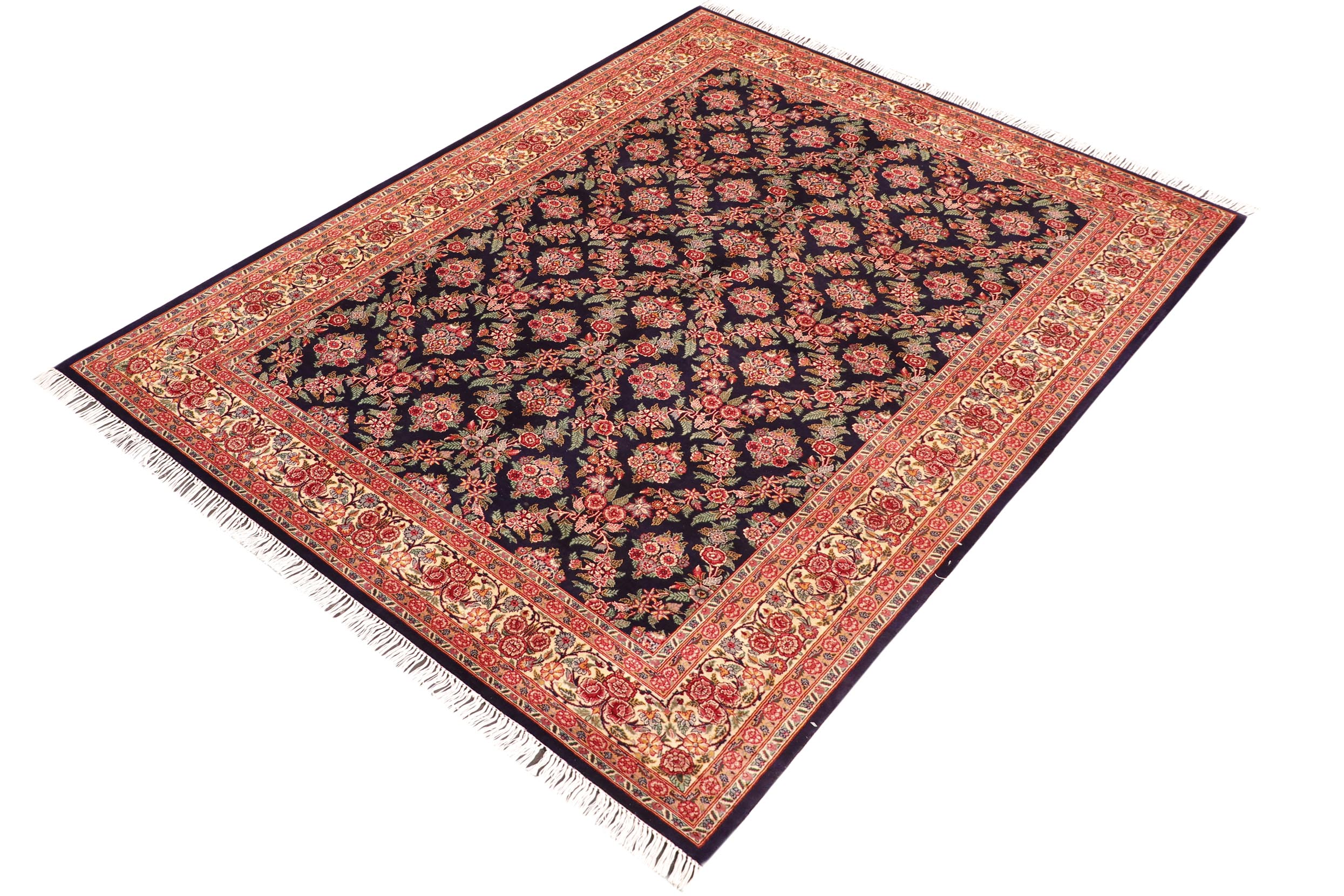 handmade Transitional Gulab Blue Ivory Hand Knotted RECTANGLE 100% WOOL area rug 6x9