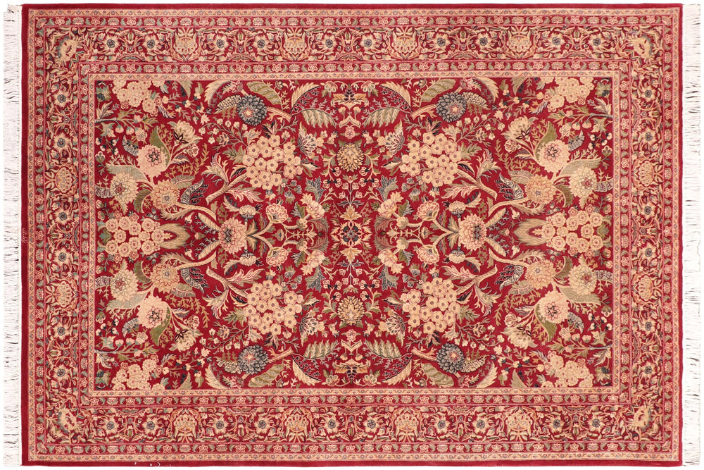 handmade Traditional Nagi Red Beige Hand Knotted RECTANGLE 100% WOOL area rug 6x9