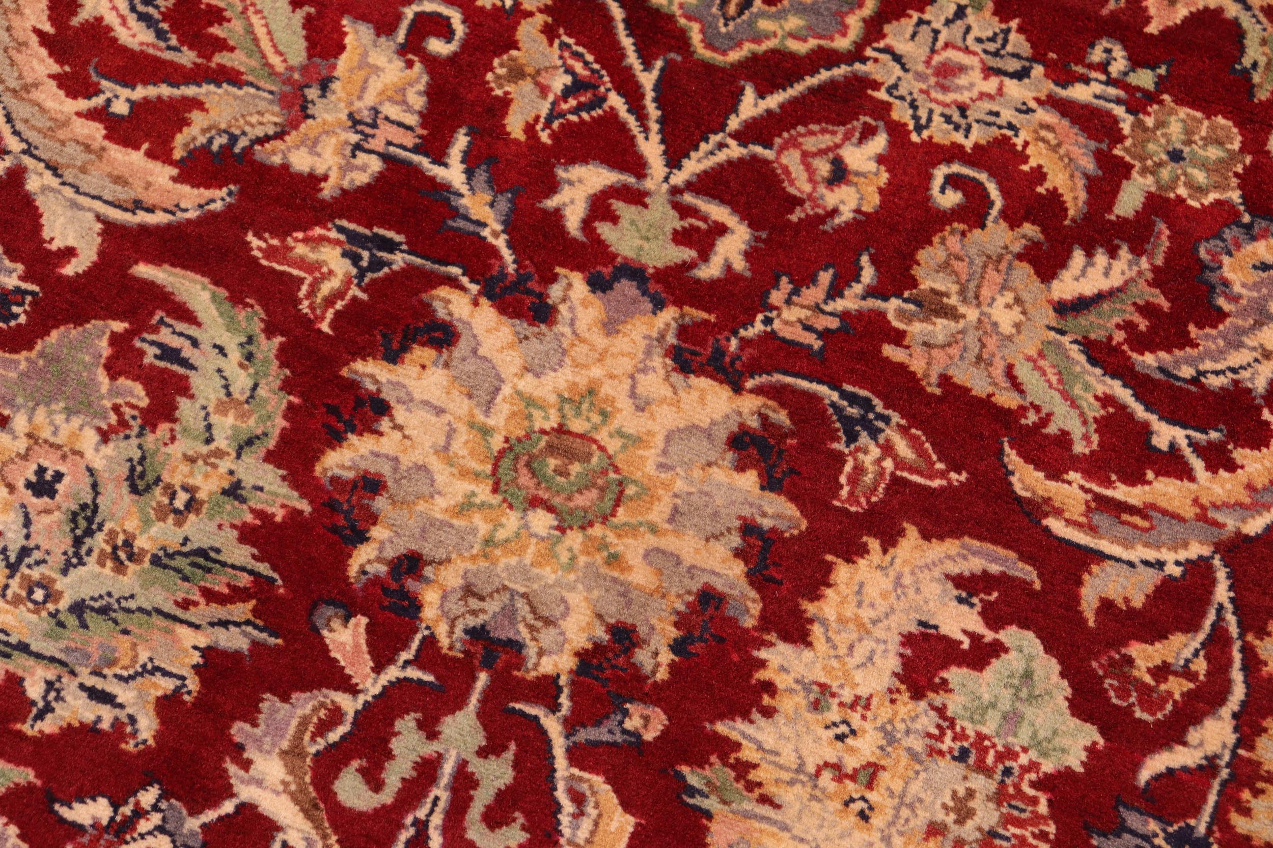 handmade Traditional Agra Red Blue Hand Knotted RECTANGLE 100% WOOL area rug 6x9