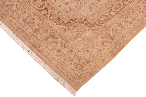handmade Traditional Kashan Tan Brown Hand Knotted RECTANGLE 100% WOOL area rug 8x10