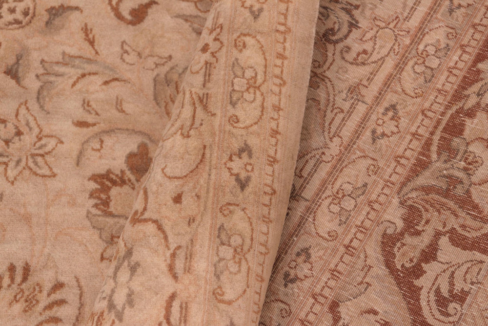 handmade Traditional Kashan Tan Brown Hand Knotted RECTANGLE 100% WOOL area rug 8x10