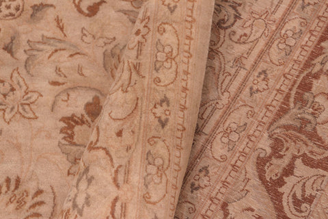 handmade Traditional Kashan Tan Brown Hand Knotted RECTANGLE 100% WOOL area rug 8x10
