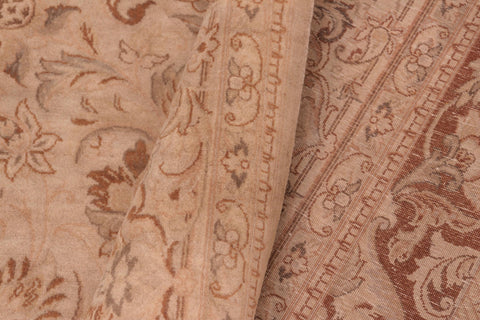 handmade Traditional Kashan Tan Brown Hand Knotted RECTANGLE 100% WOOL area rug 8x10