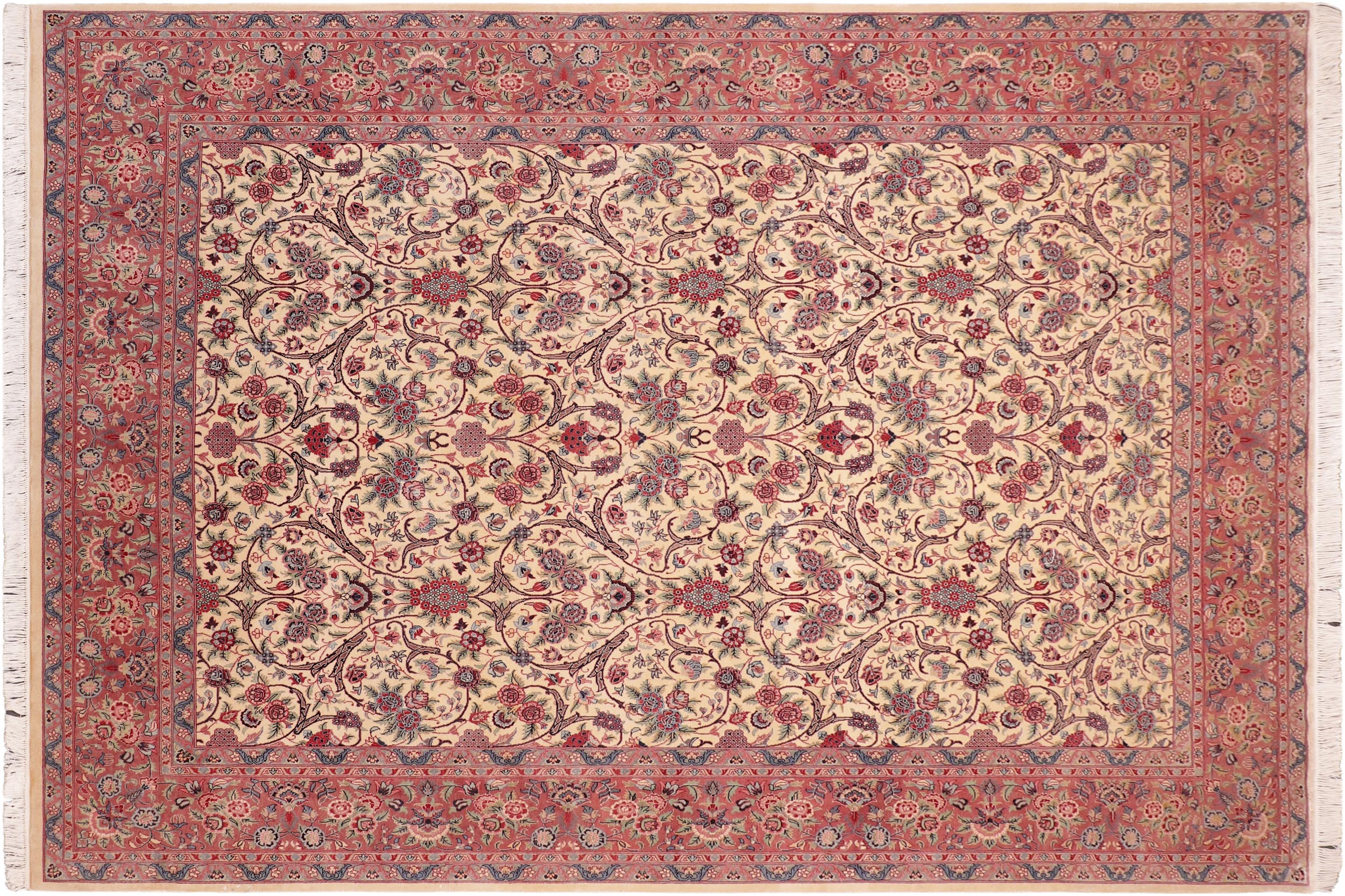 handmade Transitional Tabriz Beige Pink Hand Knotted RECTANGLE 100% WOOL area rug 8x11