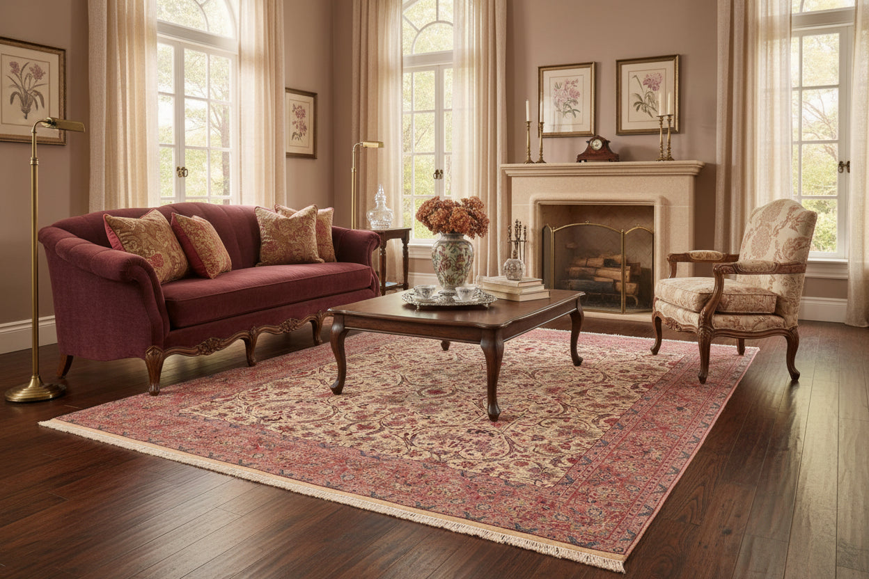 handmade Transitional Tabriz Beige Pink Hand Knotted RECTANGLE 100% WOOL area rug 8x11