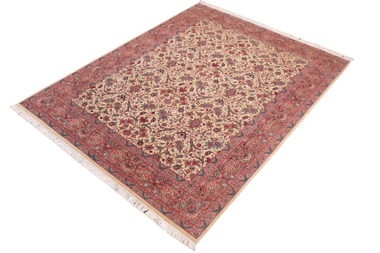 handmade Transitional Tabriz Beige Pink Hand Knotted RECTANGLE 100% WOOL area rug 8x11