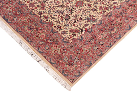 handmade Transitional Tabriz Beige Pink Hand Knotted RECTANGLE 100% WOOL area rug 8x11