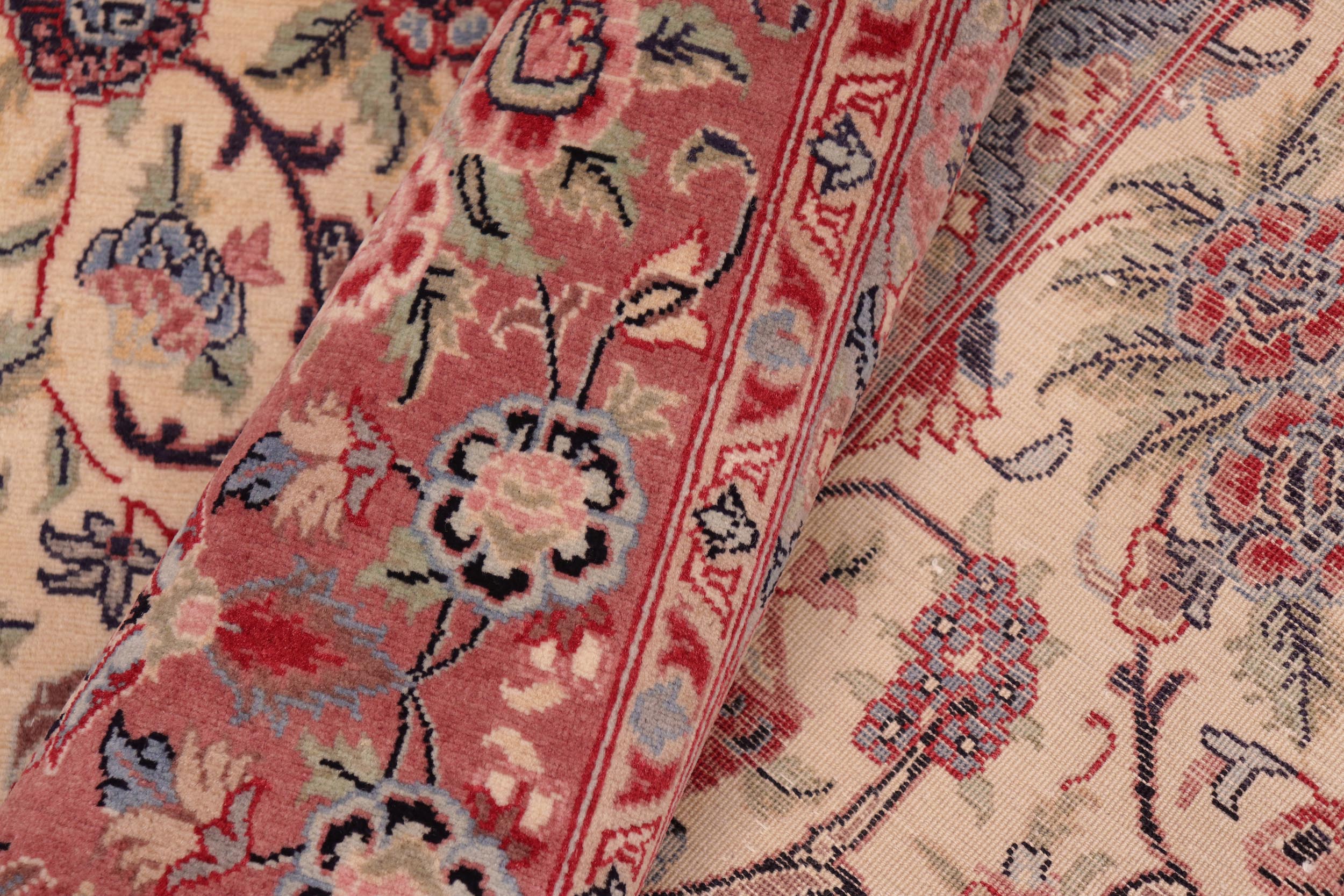 handmade Transitional Tabriz Beige Pink Hand Knotted RECTANGLE 100% WOOL area rug 8x11