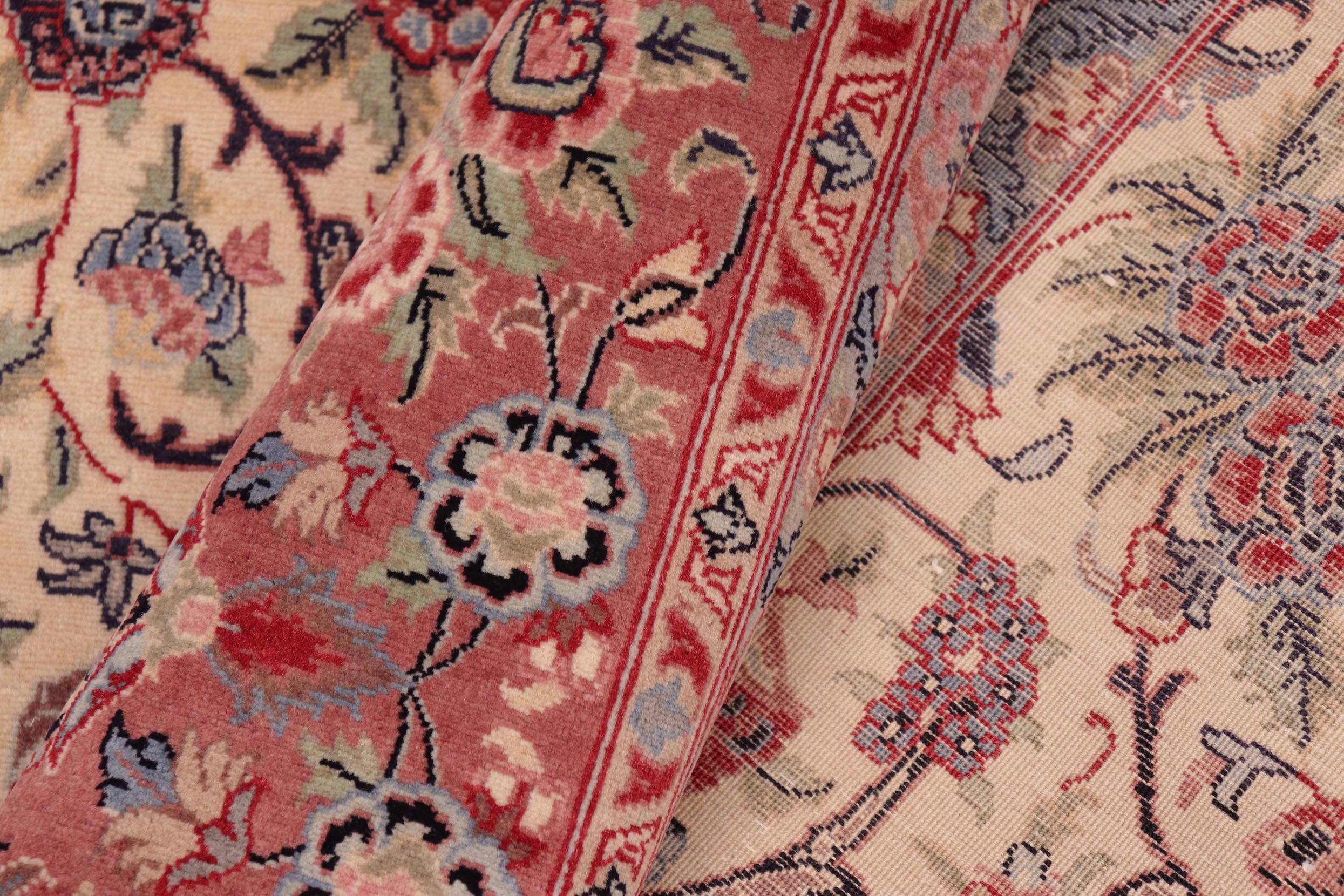 handmade Transitional Tabriz Beige Pink Hand Knotted RECTANGLE 100% WOOL area rug 8x11