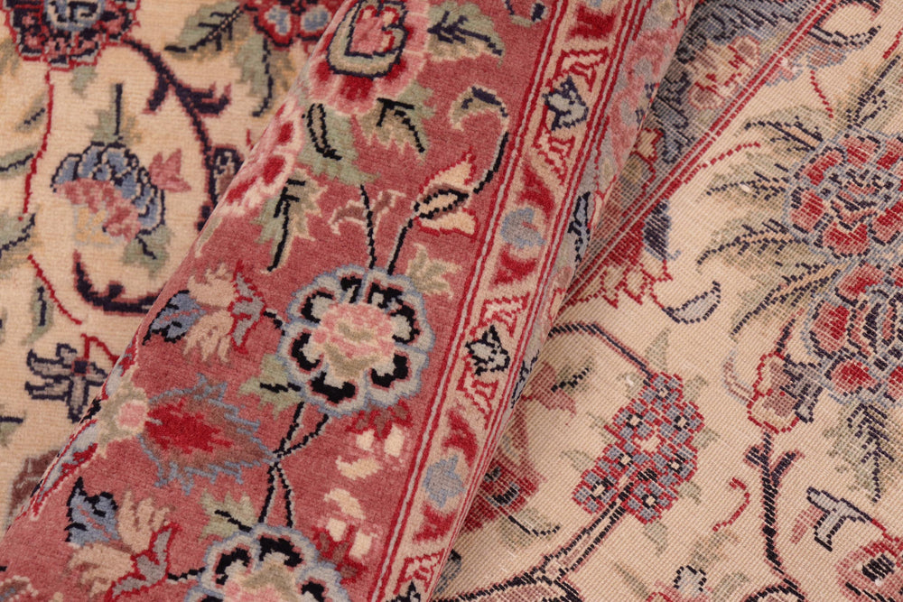 handmade Transitional Tabriz Beige Pink Hand Knotted RECTANGLE 100% WOOL area rug 8x11