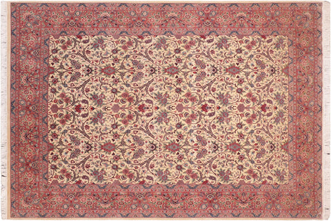 handmade Transitional Tabriz Beige Pink Hand Knotted RECTANGLE 100% WOOL area rug 8x11