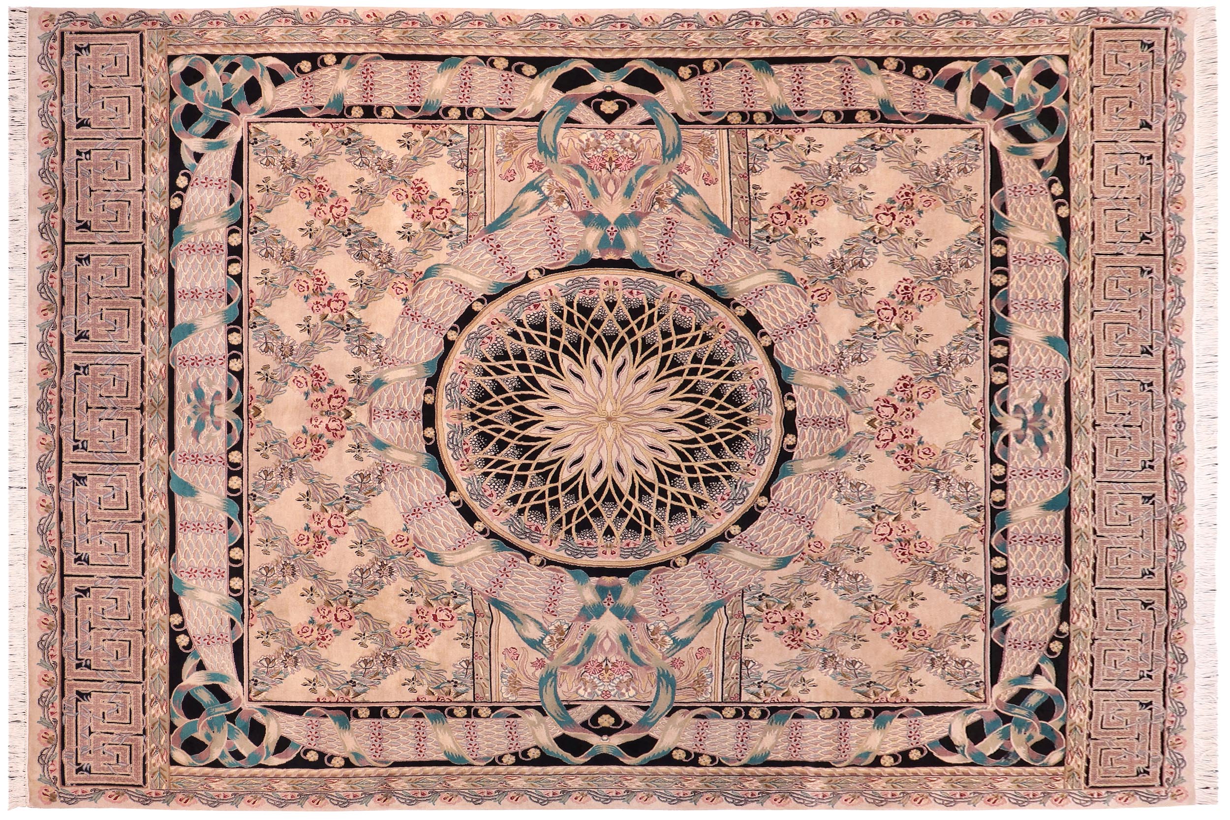 handmade Traditional New Mubashe Lt. Tan Black Hand Knotted RECTANGLE 100% WOOL area rug 9x12