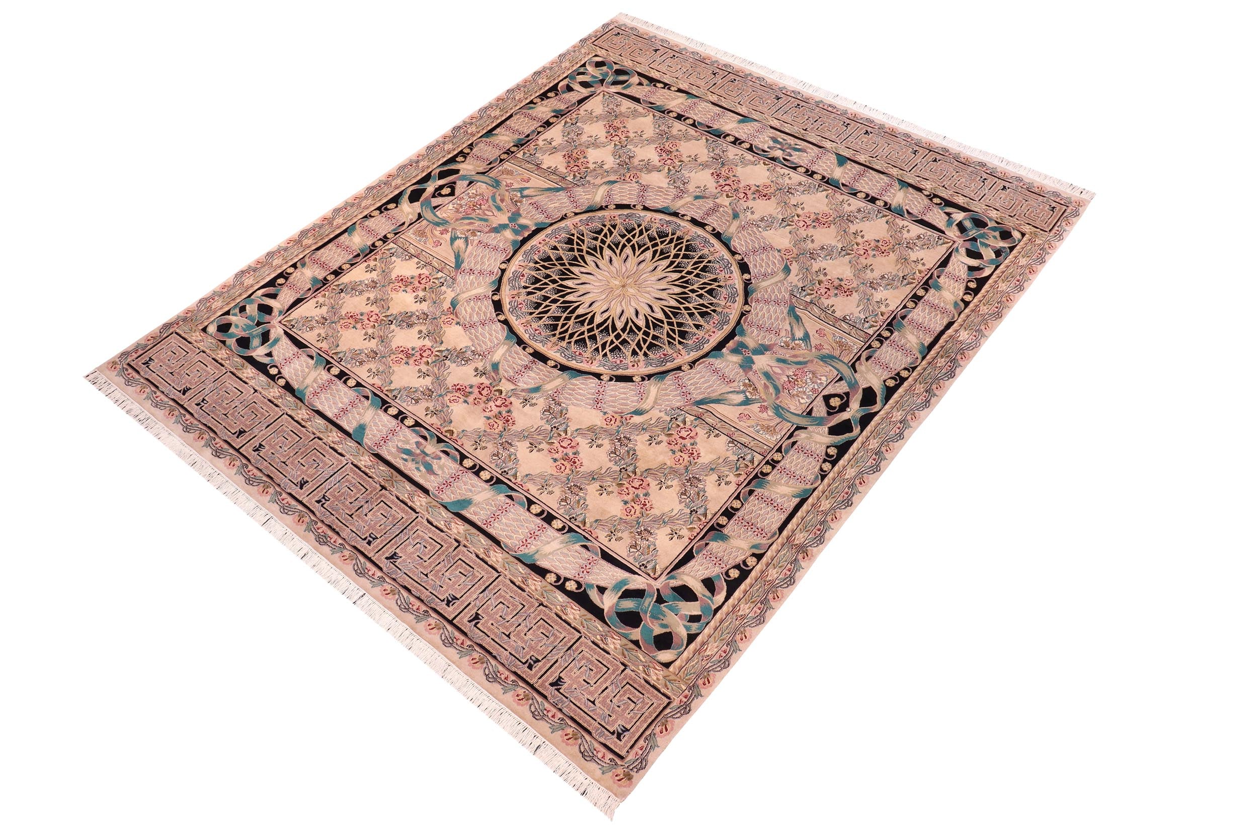 handmade Traditional New Mubashe Lt. Tan Black Hand Knotted RECTANGLE 100% WOOL area rug 9x12