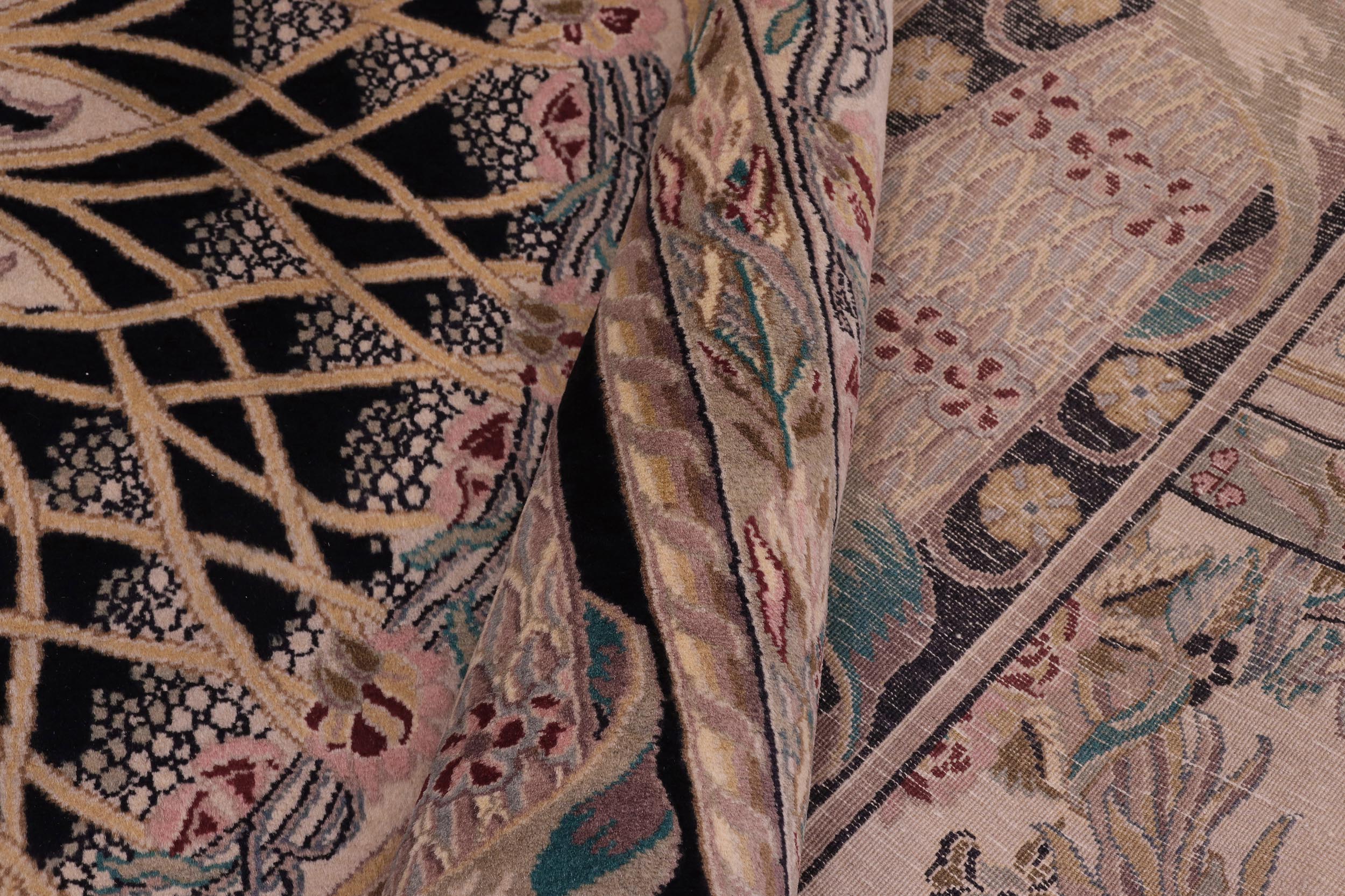 handmade Traditional New Mubashe Lt. Tan Black Hand Knotted RECTANGLE 100% WOOL area rug 9x12